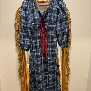 Free People: Plaid Dress with Red Ribbon Detail